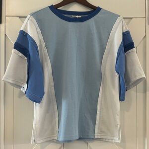 JODIFL Blue and White Knit Top